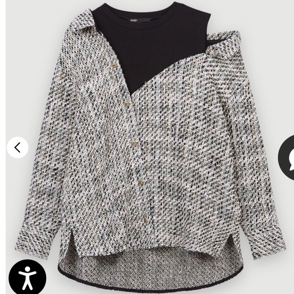 Maje Tops - Maje Trompe-l'oeil tweed shirt Size 1